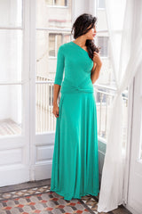Vestido verde agua con manga - Frida Essential Largo