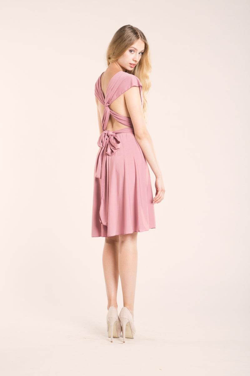 Powder pink dress, light pink short dress, powder pink short dress, light pink dress, knee length infinity dress, short bridesma