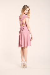 Powder pink dress, light pink short dress, powder pink short dress, light pink dress, knee length infinity dress, short bridesma