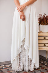 Falda de novia asimetrica crudo - Arlet Falda
