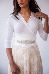 Vestido de novia encaje marfíl con manga tres cuarto - Frida Rustic