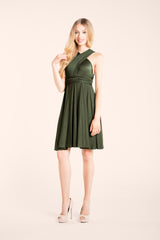 Vestido convertible corto verde oliva