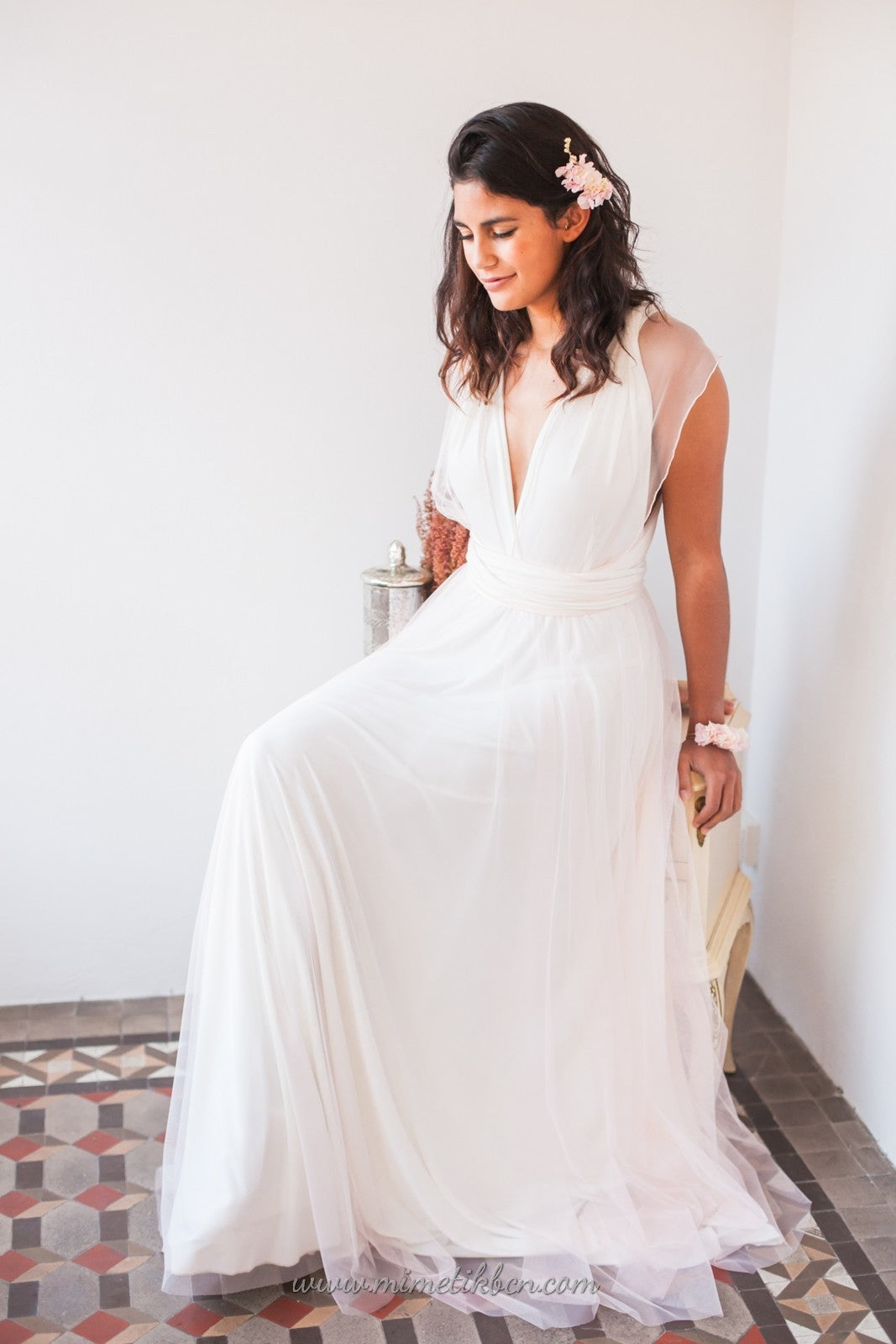 Wedding dress in flowy tulle - Gala