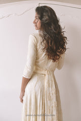 Long sleeved wedding dress, ivory white bridal gown with 3/4 sleeve, white wrap dress, convertible wedding dress, wedding dress
