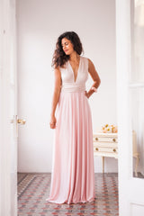 Vestido pink champagne convertible para invitada - Gala Limited edition Largo
