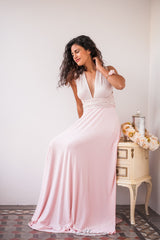 Vestido pink champagne convertible para invitada - Gala Limited edition Largo