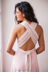 Vestido pink champagne convertible para invitada - Gala Limited edition Largo