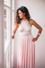 Vestido pink champagne convertible para invitada - Gala Limited edition Largo