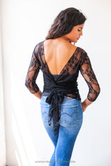 Black lace wrap top, lace cover up, elegant black lace shrug, ballerina wrap top, long sleeve lace top, dress jacket, evening sh