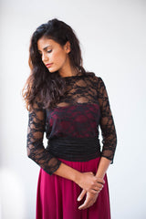 Black lace wrap top, lace cover up, elegant black lace shrug, ballerina wrap top, long sleeve lace top, dress jacket, evening sh