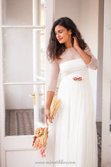 Vestido de novia retro con manga larga de tul - Frida Bohemian