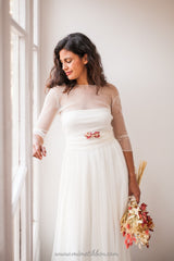 Vestido de novia retro con manga larga de tul - Frida Bohemian