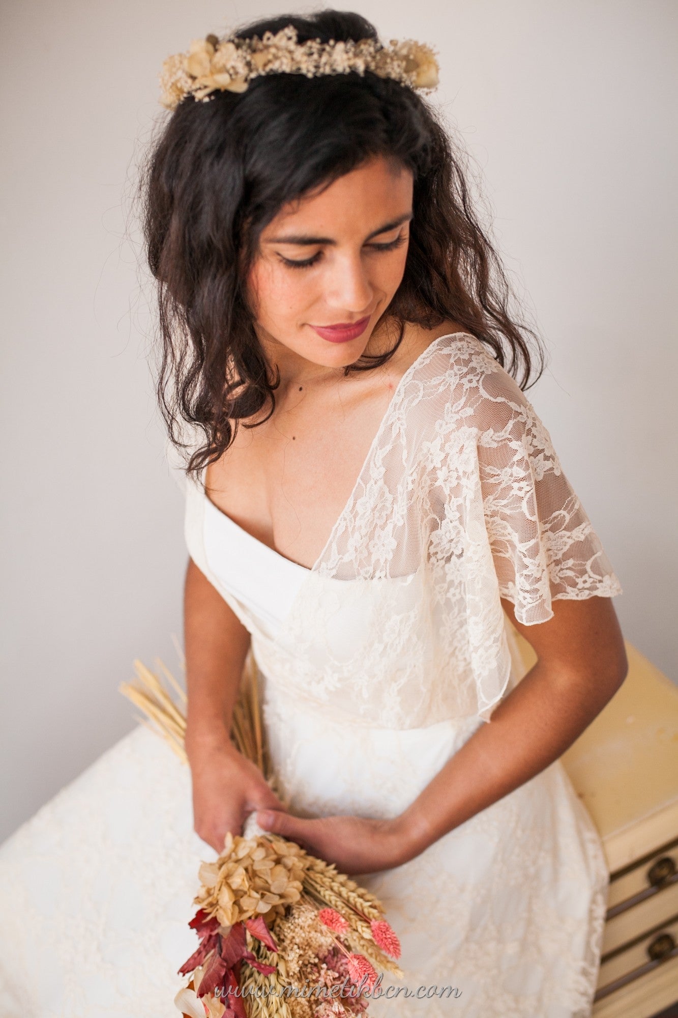 Top de encaje champagne multiposición - Wrap top | Mimetik Bcn