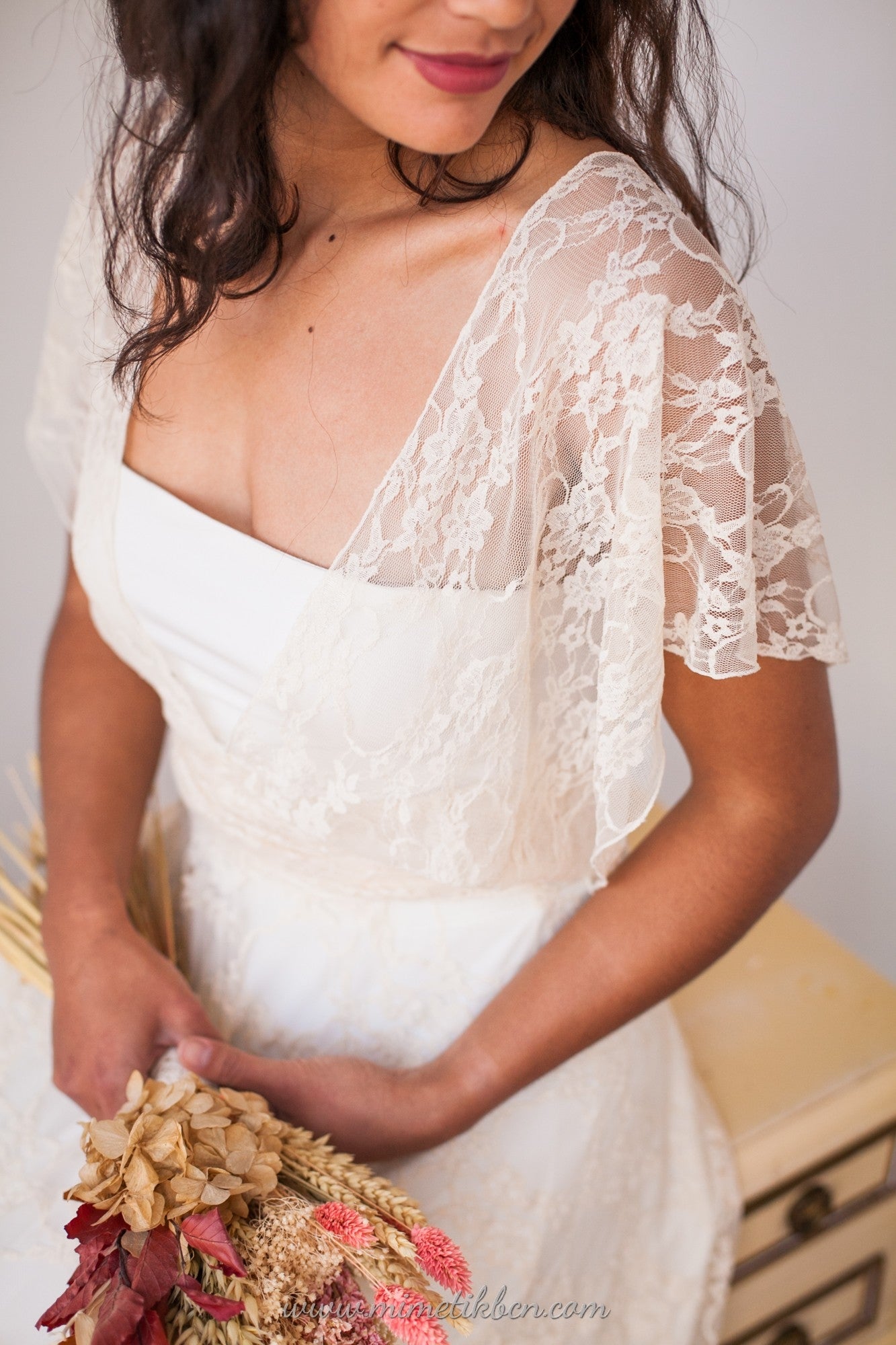 Top de encaje champagne multiposición - Wrap top | Mimetik Bcn