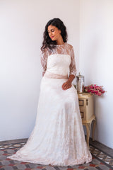 Vestido de encaje sin forro color rosa cuarzo - Frida Lace