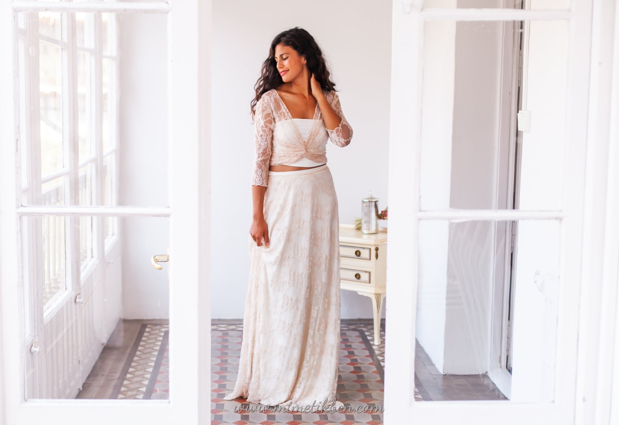 Falda larga boho de encaje - Wedding skirt Lace
