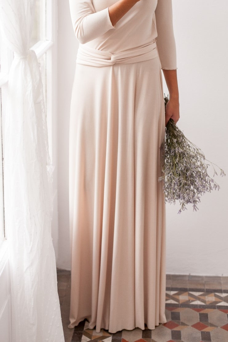 Falda larga sencilla color champagne - Falda Essential