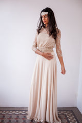 Falda larga sencilla color champagne - Falda Essential