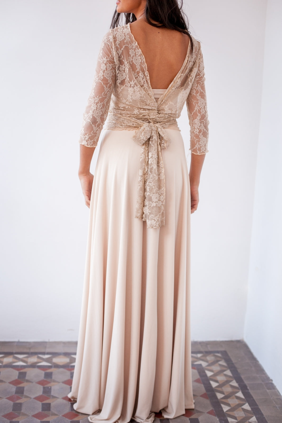 Falda larga sencilla color champagne - Falda Essential