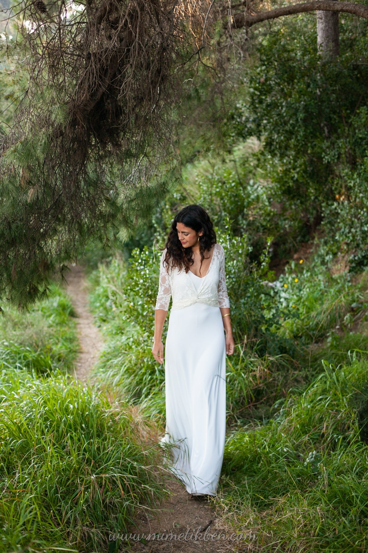 Vestido de novia liso con tirantes - Marie Essential