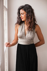 Vestido metalizado para invitada dorado y negro - Gala Limited edition Largo