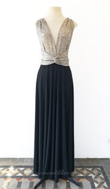 Vestido metalizado para invitada dorado y negro - Gala Limited edition Largo
