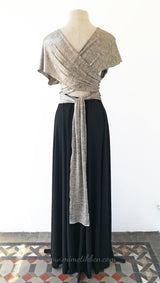 Vestido metalizado para invitada dorado y negro - Gala Limited edition Largo