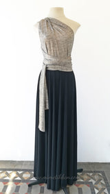 Vestido metalizado para invitada dorado y negro - Gala Limited edition Largo