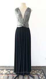 Vestido largo de noche negro y plata - Gala Limited edition Largo