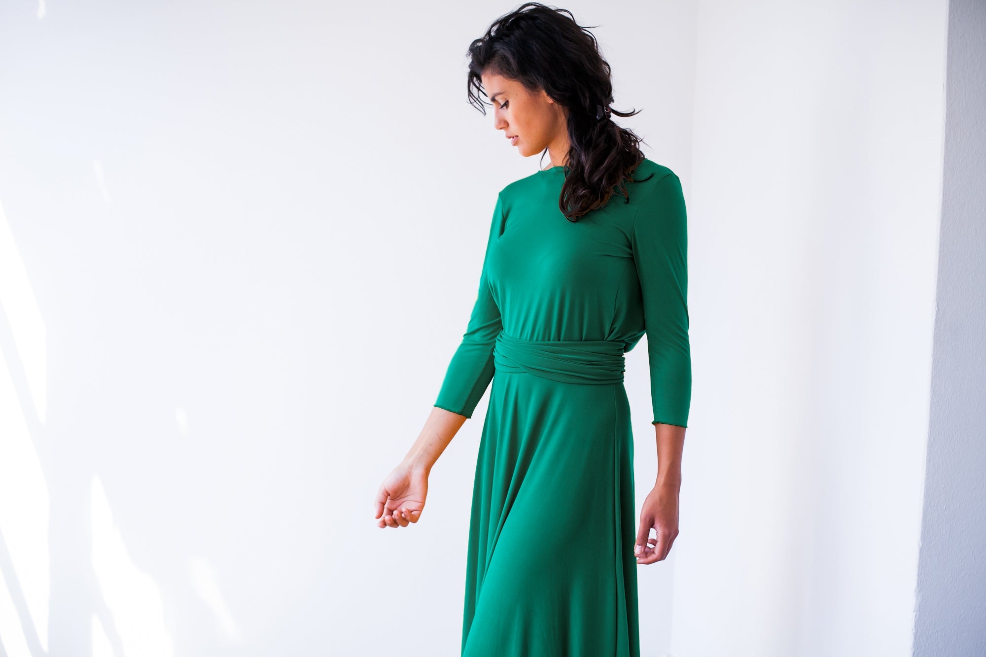 Top envolvente verde con manga - Bolero Essential