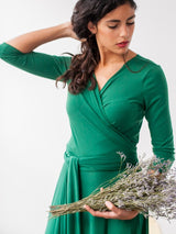 Top envolvente verde con manga - Bolero Essential