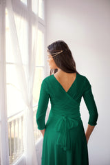 Top envolvente verde con manga - Bolero Essential