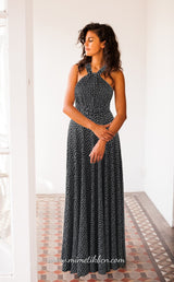 Vestido de invitada negra con topos pequeños - Gala Limited edition