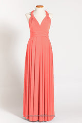 Coral maternity infinity dress, long maternity dress, maternity coral dress, maternity convertible dress, ready to ship dress, c