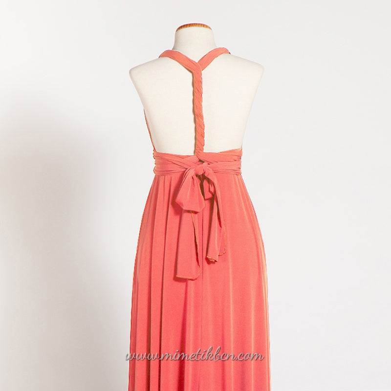 Coral maternity infinity dress, long maternity dress, maternity coral dress, maternity convertible dress, ready to ship dress, c