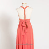 Coral maternity infinity dress, long maternity dress, maternity coral dress, maternity convertible dress, ready to ship dress, c