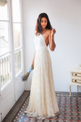 Long champagne lace skirt - Detachable lace skirt