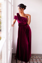 Vestido largo de invitada multiposición de terciopelo multiposición de terciopelo negro - Gala Velvet