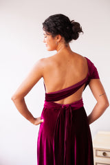 Vestido largo de invitada multiposición de terciopelo multiposición de terciopelo negro - Gala Velvet