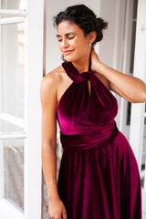 Vestido largo de invitada multiposición de terciopelo multiposición de terciopelo negro - Gala Velvet