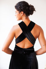 Vestido largo de invitada multiposición de terciopelo multiposición de terciopelo negro - Gala Velvet