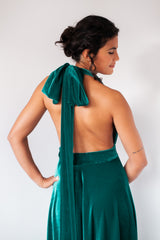 Vestido largo de invitada multiposición de terciopelo multiposición de terciopelo negro - Gala Velvet