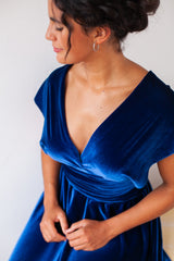 Vestido de noche convertible de terciopelo azul royal - Gala Velvet