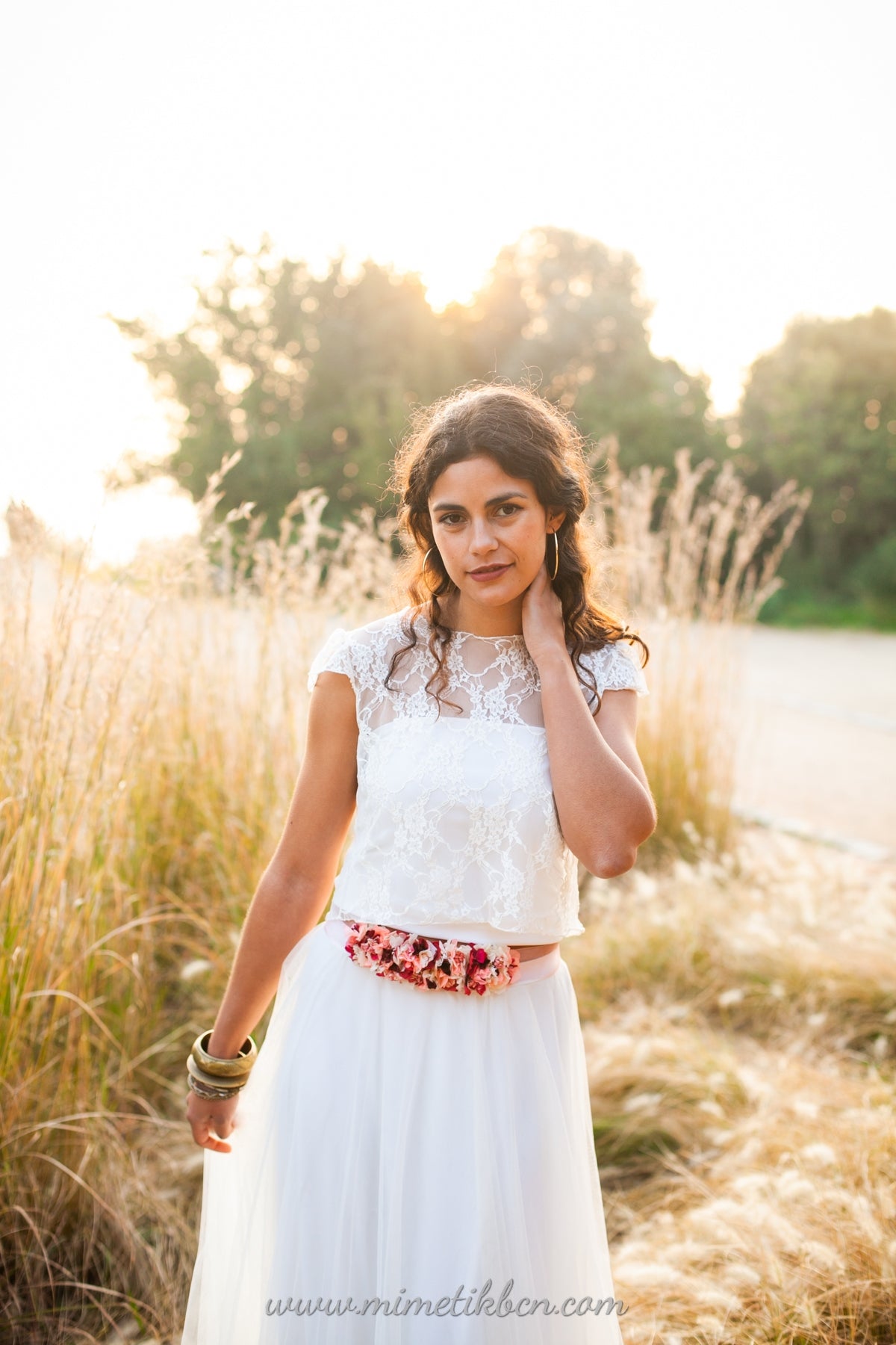 Crop top and tulle skirt wedding dress online