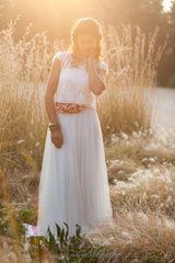 Falda y crop top de novia de encaje y tul - Jane Bohemian