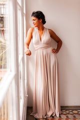 Bridesmaid long dress, beige bridesmaids dresses, backless long dress, champagne long dress, cream long dress, event gown, long