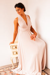 Bridesmaid long dress, beige bridesmaids dresses, backless long dress, champagne long dress, cream long dress, event gown, long