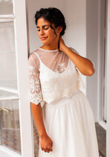 Crop top de novia de tul bordado - Jane Crop top