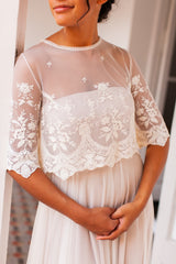 Crop top de novia de tul bordado - Jane Crop top