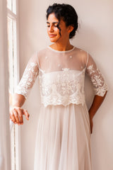 Crop top de novia de tul bordado - Jane Crop top